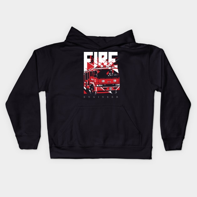 Fire Set No. 3 - Engineer Kids Hoodie by The Fire Place